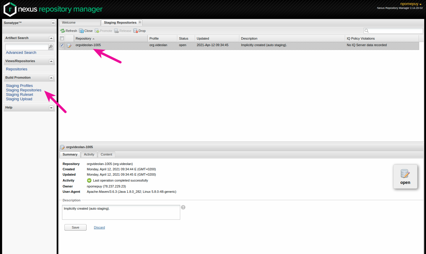 Nexus Repository Manager interface